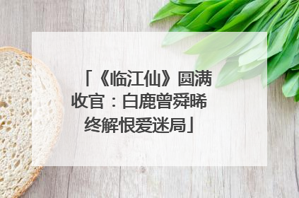 《临江仙》圆满收官：白鹿曾舜晞终解恨爱迷局