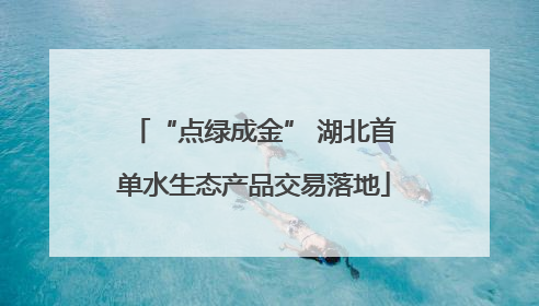 “点绿成金” 湖北首单水生态产品交易落地
