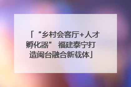 “乡村会客厅+人才孵化器” 福建泰宁打造闽台融合新载体