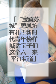 “宝藏苏城”碧凤坊有礼！新时代青年榜样喊话宝子们这个六一来平江街道