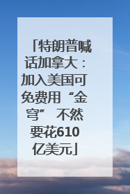 特朗普喊话加拿大：加入美国可免费用“金穹” 不然要花610亿美元