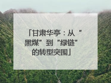 甘肃华亭：从“黑煤”到“绿链”的转型突围