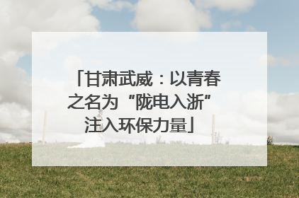 甘肃武威：以青春之名为“陇电入浙”注入环保力量