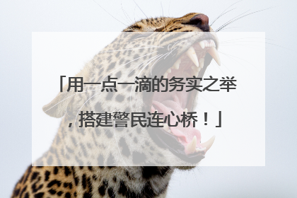 用一点一滴的务实之举，搭建警民连心桥！