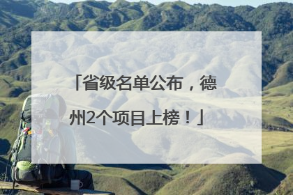 省级名单公布，德州2个项目上榜！