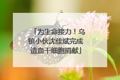 为生命接力！乌镇小伙沈佳斌完成造血干细胞捐献