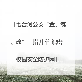 七台河公安“查、练、改”三措并举 织密校园安全防护网