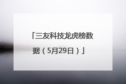 三友科技龙虎榜数据（5月29日）