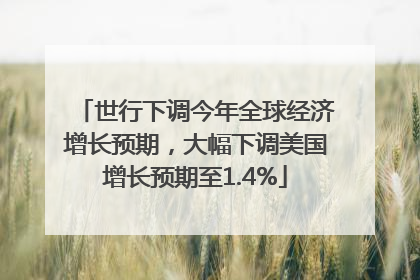 世行下调今年全球经济增长预期，大幅下调美国增长预期至1.4%