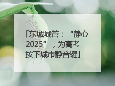 东城城管：“静心2025”，为高考按下城市静音键