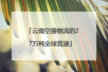 云南空港物流的27万吨全球竞速