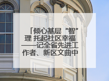 倾心基层“智”理 托起社区幸福——记全省先进工作者、新区文曲中心社区党委书记董世弘