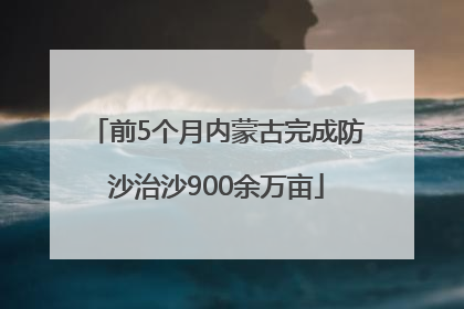 前5个月内蒙古完成防沙治沙900余万亩