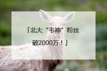北大“韦神”粉丝破2000万！