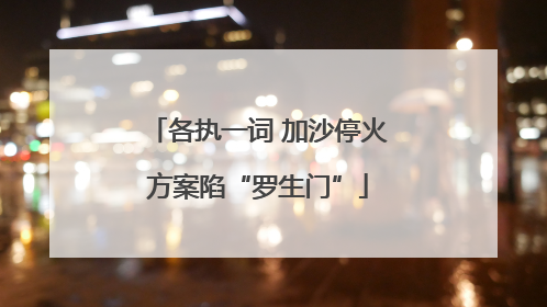 各执一词 加沙停火方案陷“罗生门”
