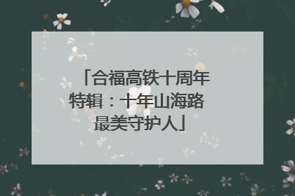 合福高铁十周年特辑：十年山海路 最美守护人
