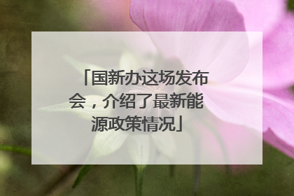 国新办这场发布会，介绍了最新能源政策情况