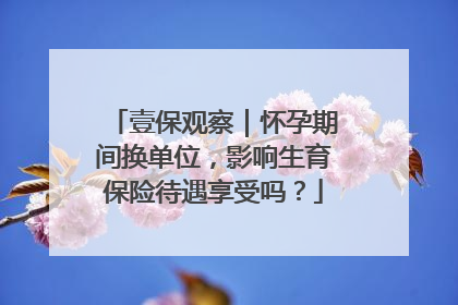 壹保观察｜怀孕期间换单位，影响生育保险待遇享受吗？