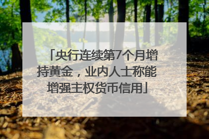 央行连续第7个月增持黄金，业内人士称能增强主权货币信用