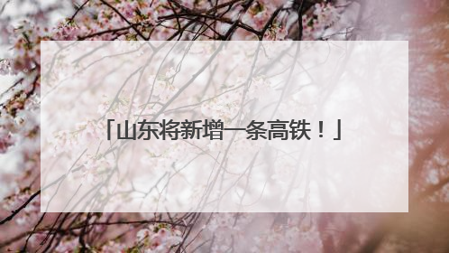 山东将新增一条高铁！