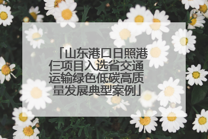 山东港口日照港仨项目入选省交通运输绿色低碳高质量发展典型案例