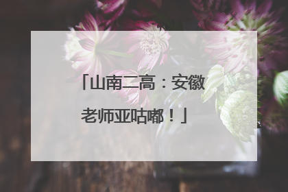 山南二高：安徽老师亚咕嘟！