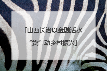 山西长治以金融活水“贷”动乡村振兴