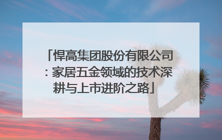 悍高集团股份有限公司：家居五金领域的技术深耕与上市进阶之路