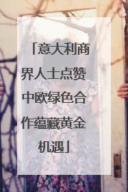 意大利商界人士点赞中欧绿色合作蕴藏黄金机遇