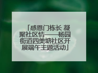 感恩门栋长 凝聚社区情——杨园街道四美塘社区开展端午主题活动