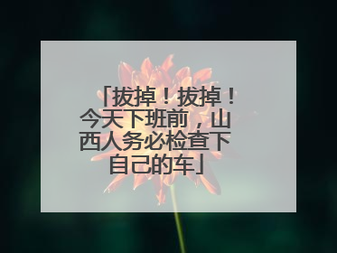 拔掉！拔掉！今天下班前，山西人务必检查下自己的车