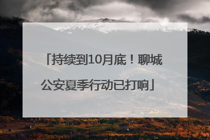 持续到10月底！聊城公安夏季行动已打响