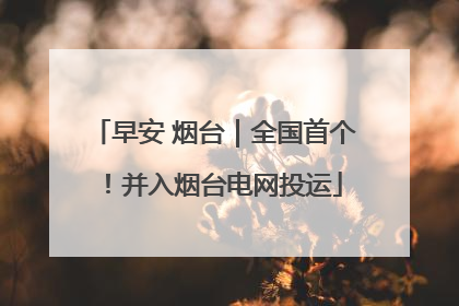 早安 烟台｜全国首个！并入烟台电网投运