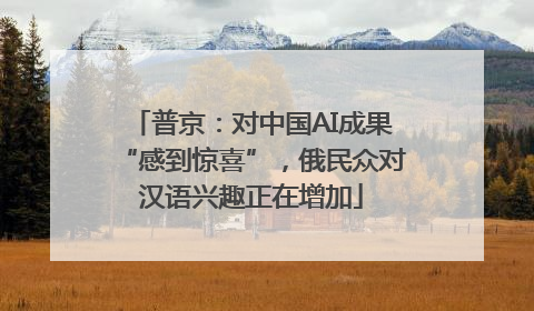 普京：对中国AI成果“感到惊喜”，俄民众对汉语兴趣正在增加