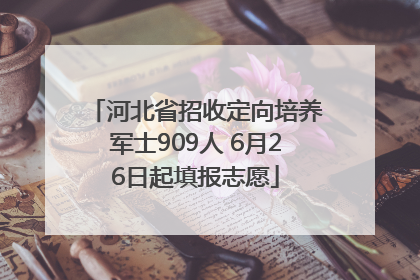 河北省招收定向培养军士909人 6月26日起填报志愿