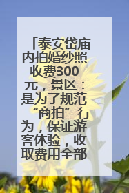 泰安岱庙内拍婚纱照收费300元，景区：是为了规范“商拍”行为，保证游客体验，收取费用全部上交国库