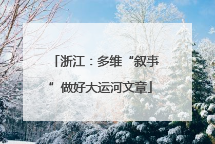 浙江：多维“叙事”做好大运河文章