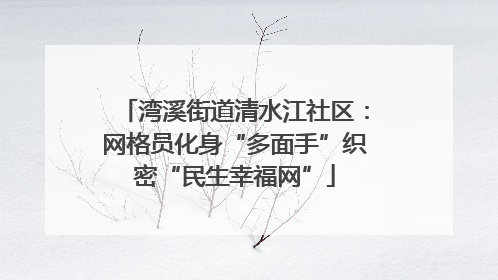 湾溪街道清水江社区：网格员化身“多面手”织密“民生幸福网”