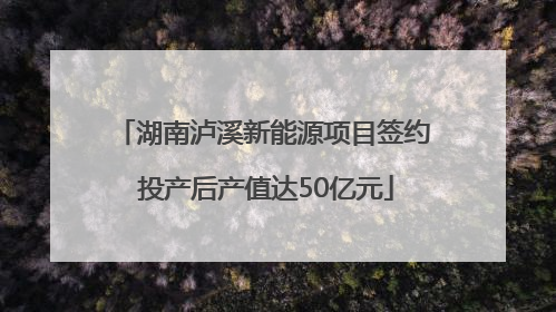 湖南泸溪新能源项目签约 投产后产值达50亿元