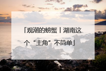 观潮的螃蟹丨湖南这个“主角”不简单