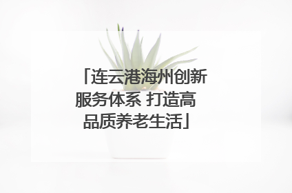 连云港海州创新服务体系 打造高品质养老生活