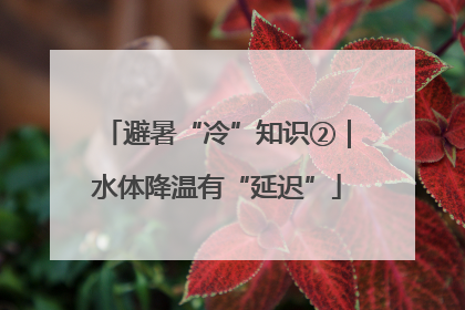 避暑“冷”知识②｜水体降温有“延迟”