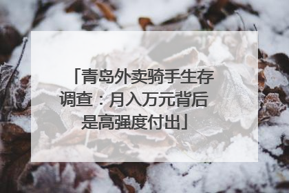 青岛外卖骑手生存调查：月入万元背后是高强度付出
