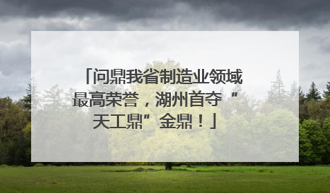 问鼎我省制造业领域最高荣誉，湖州首夺“天工鼎”金鼎！