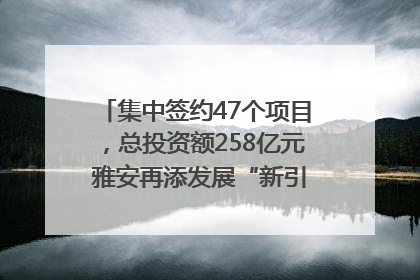 集中签约47个项目，总投资额258亿元 雅安再添发展“新引擎”｜数读西投