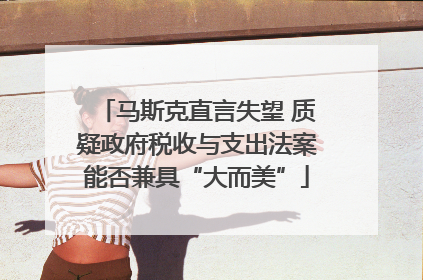 马斯克直言失望 质疑政府税收与支出法案能否兼具“大而美”