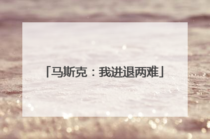 马斯克：我进退两难