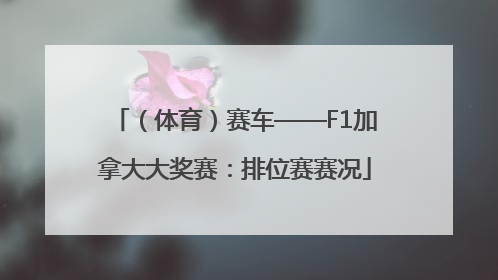 （体育）赛车——F1加拿大大奖赛：排位赛赛况