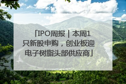 IPO周报｜本周1只新股申购，创业板迎电子树脂头部供应商